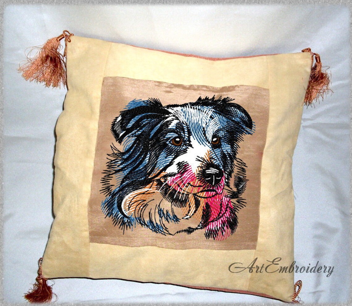 Collie Machine Embroidery Dog Design in Two Sizes for Hoop Etsy Canada