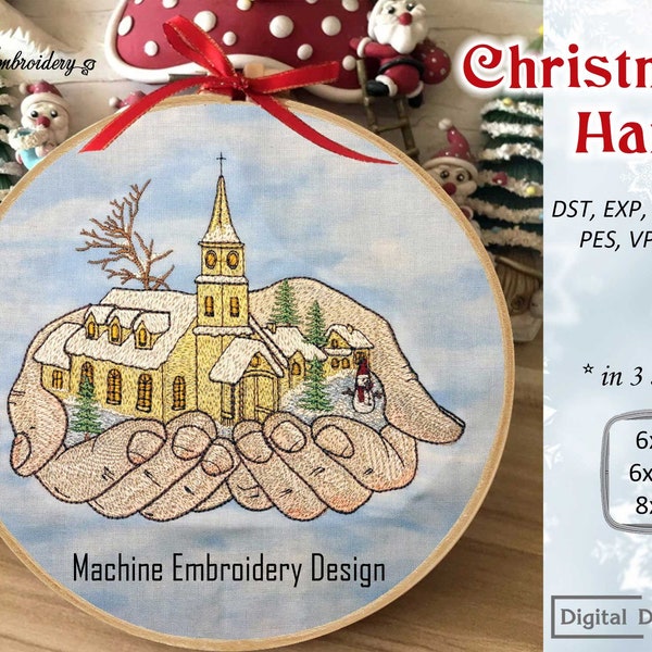 Christmas Hands - Machine Embroidery Christian Religious Design in 3 sizes for hoop 6x8", 6x10" and 8x8"