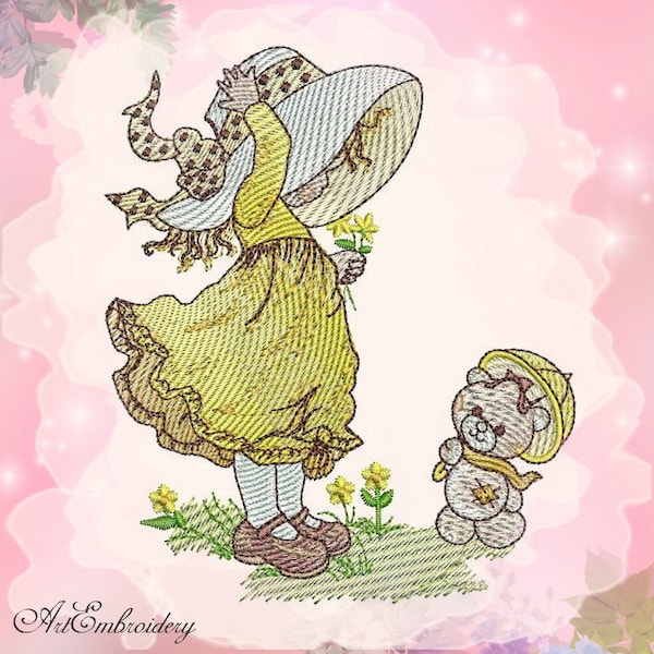 Sunbonnet Sue & Teddy - ensemble de motifs de broderie machine pour bébés et enfants