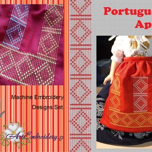 Portuguese Embroidery for Apron of Women Folk Costume Machine Embroidery Designs Set  for hoop from 4x4  up to 8x12&quot;