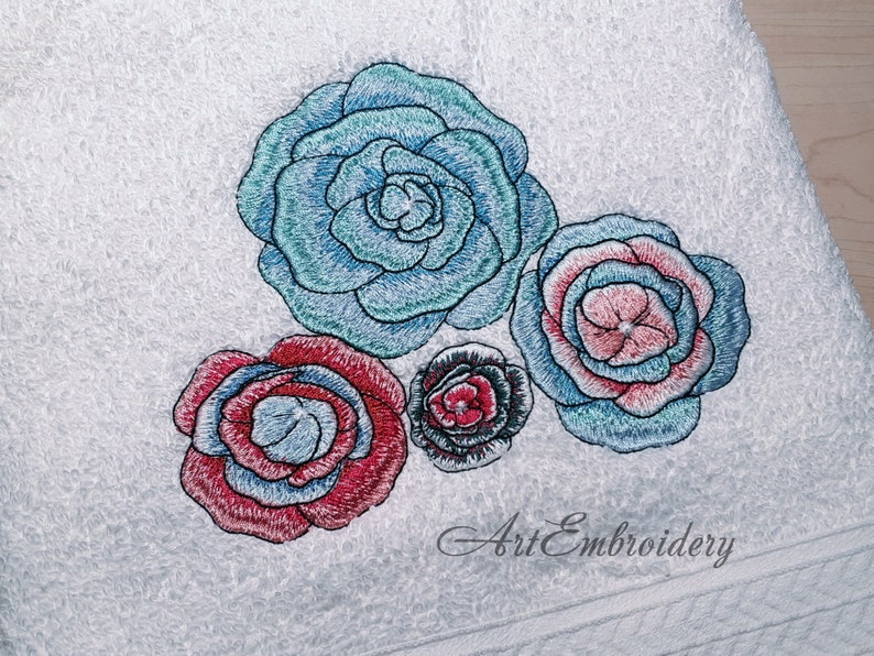 Paper Flowers Machine Embroidery Set of Single and Assembled Etsy