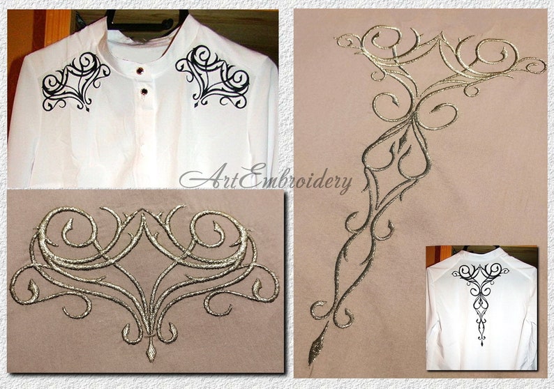 Fantasy Curly Motifs Machine Embroidery Designs Set in Two Versions of Filling for Clothes Embellishment and Other Purposes for Hoop 6x10