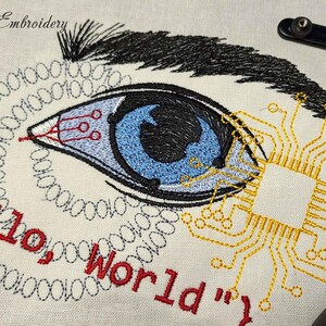Computerprogrammeur Eye Machine borduurwerk ontwerpen (5 x 7, 6 x 8) (digitale download) afbeelding 6