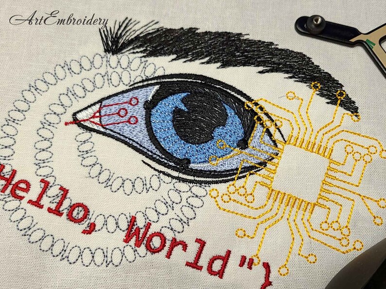 Computerprogrammeur Eye Machine borduurwerk ontwerpen (5 x 7, 6 x 8) (digitale download) afbeelding 6