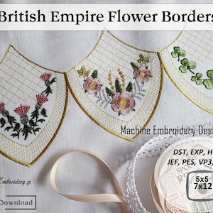 Empire Blumen Bordüren Stickdatei für die Stickmaschine (13 x 13 bis 18 x 30 cm)