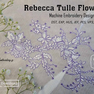 Rebecca Tulle Flowers – Machine Embroidery Designs Set from hoop size 4x4&quot; and up to 6x10&quot;.