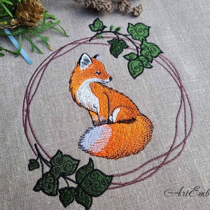 Red Forest Fox Machine Embroidery Woodland Animal Collection Design in ...