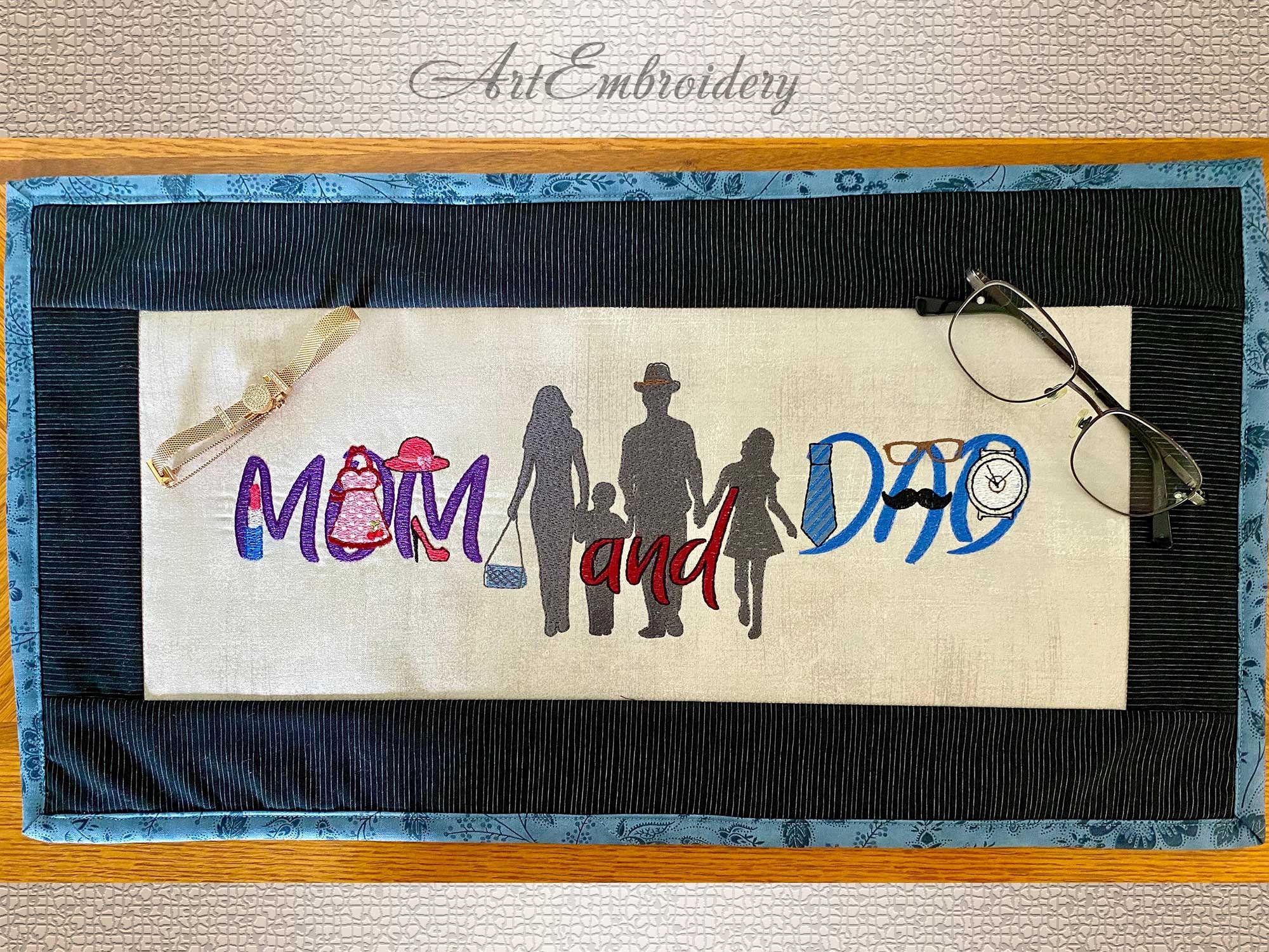 Mom and Dad Word Art Set Machine Embroidery Designs Set for - Etsy
