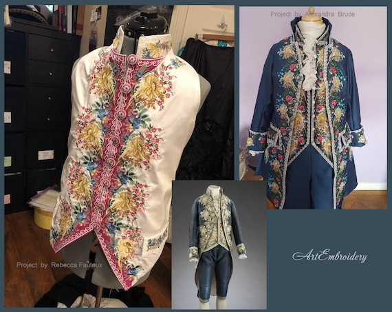 Blue Floral Frock Coat 1775–1780 -machine Embroidery Designs Blue Floral Frock Coat 1775–1780 -machine Embroidery Designs