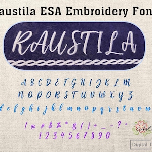 Raustila Script Embroidery Font: ESA Format (Digital File)