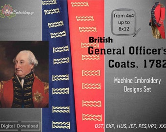 1782 British Officer's Coat Machine Embroidery Design (4x4 to 8x12)