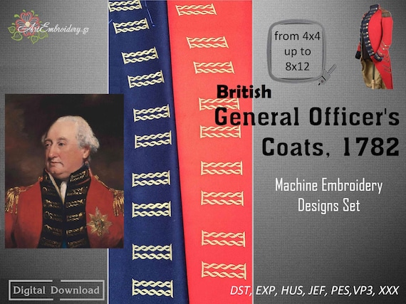 1782 British Officer's Coat Machine Embroidery Design (4x4 to 8x12)