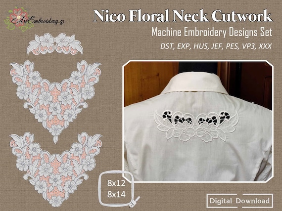 Floral Neck Front & Back Cutwork - Richelieu Machine Embroidery