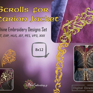Scrolls for Astarion Jacket - Machine Embroidery Cosplay Designs Set for hoop 8x12"