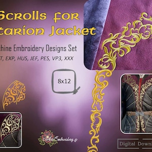 Scrolls for Astarion Jacket - Machine Embroidery Cosplay Designs Set for hoop 8x12&quot;