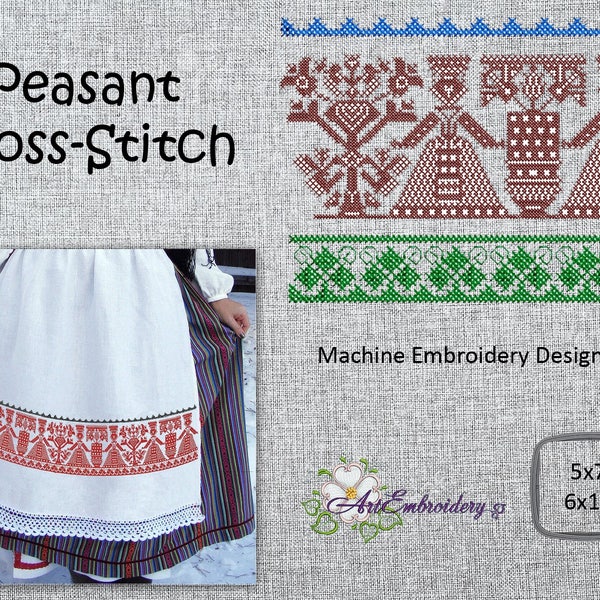 Peasant Designs from Saxon Transylvania - Machine Embroidery Cross-Stitch Designs Set for historical costumes, ethnic  projects, rushnyks.