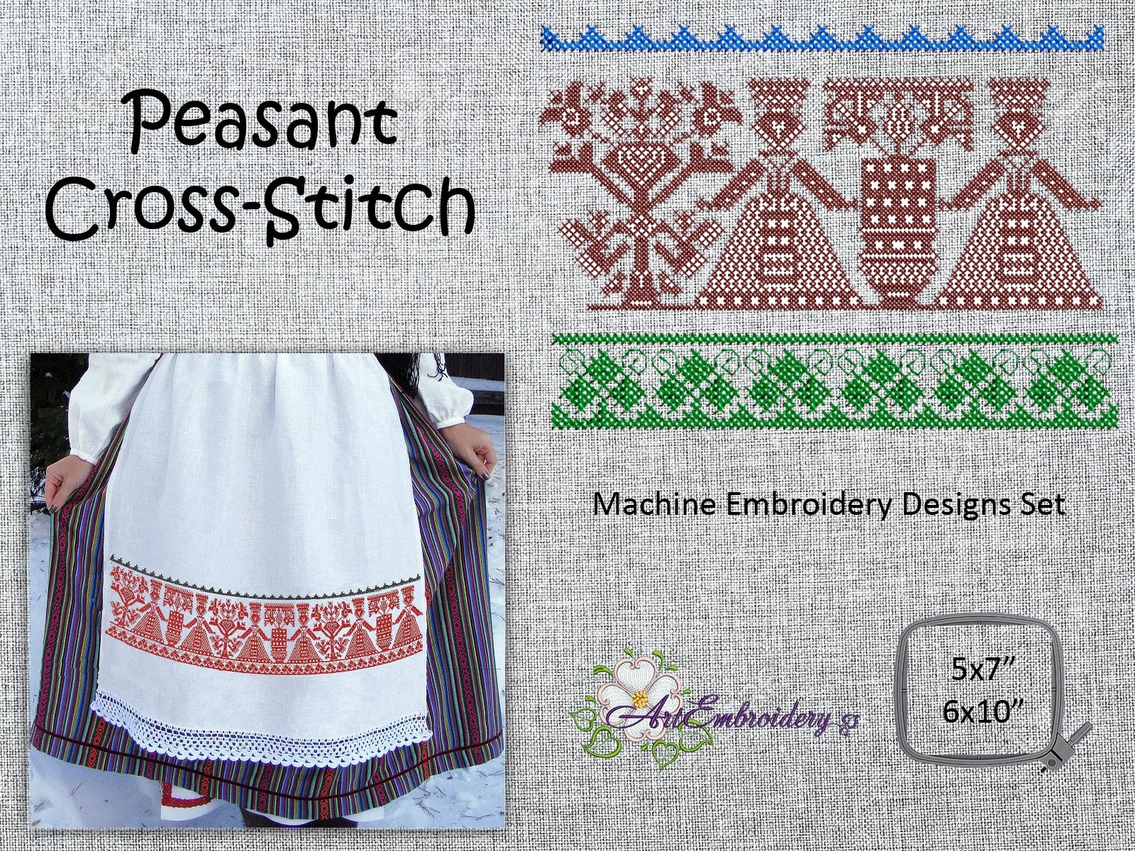 Saxon Transylvania Peasant Embroidery Designs: Cross-stitch Set