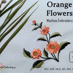Orange Flowers - Machine Embroidery Design for hoop 4x4&quot;