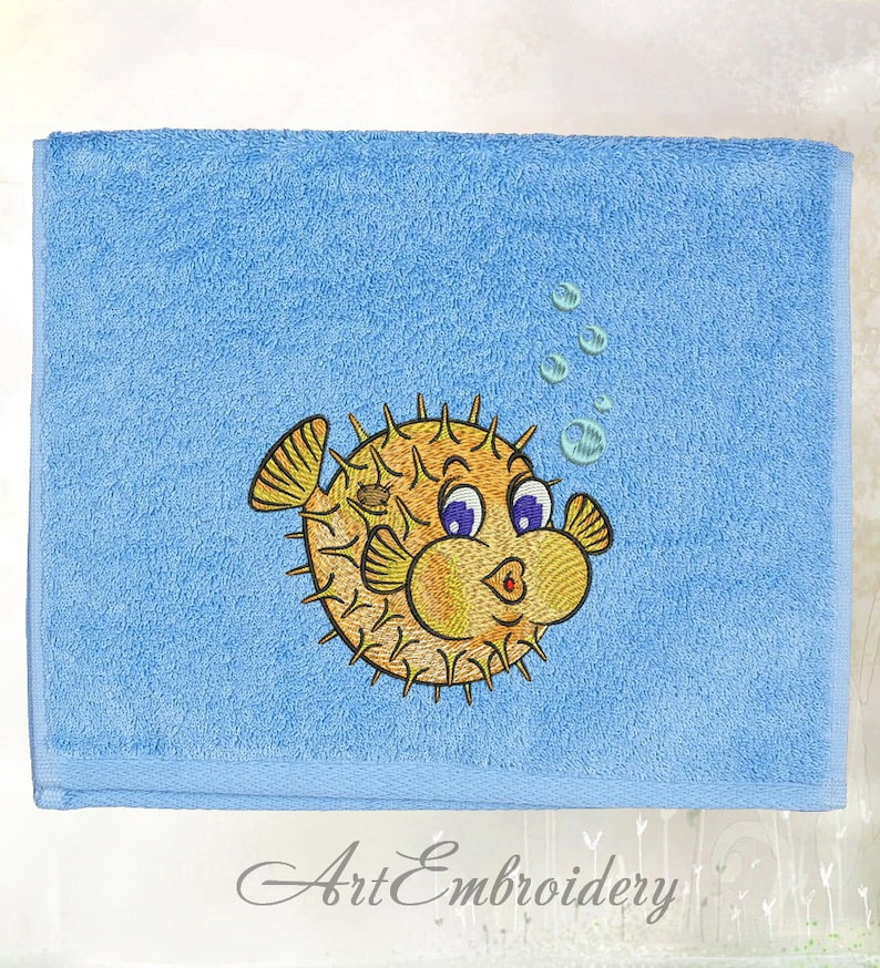 Puffer Fish Machine Embroidery Designs Set of a Series Ocean Etsy