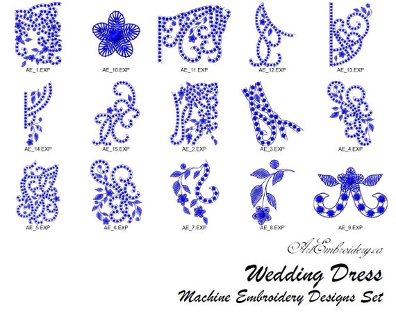 Wedding gown top embroidery designs