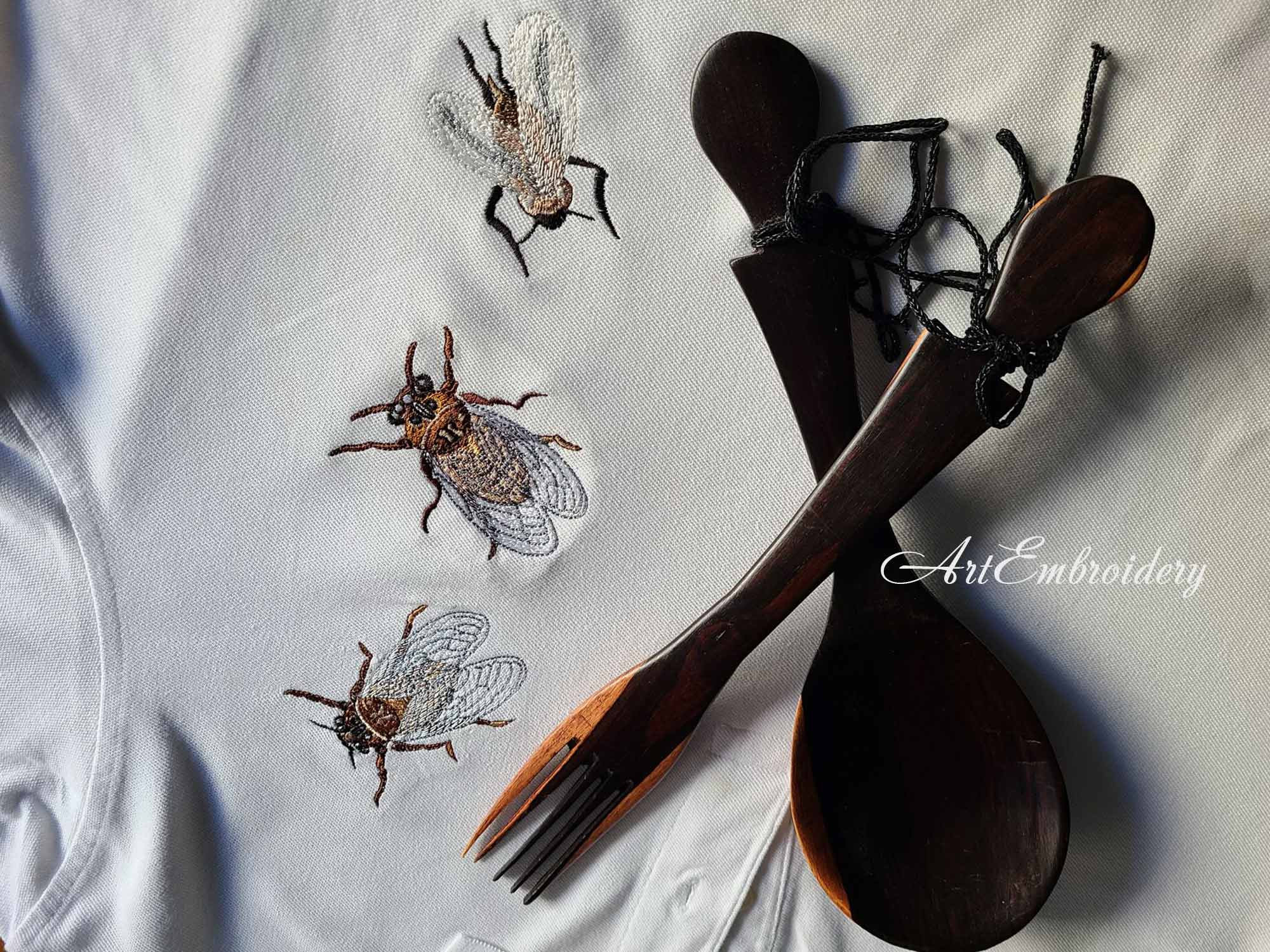 Flying Insects Machine Embroidery Designs: Fly & Mosquito (4x4, 5x5 ...