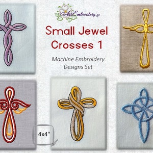 Small Jewel Crosses Set 1  , Christian Religion Symbol,  Machine Embroidery Designs for religious projects, Hoop 4x4&quot;