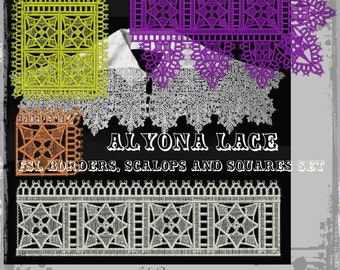 Alyona Borders ans Scallops Lace  - Elizabethan Style Freestanding Lace FSL Embroidery Designs Set
