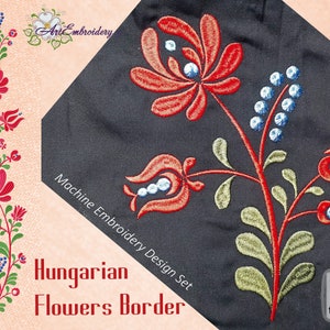Hungarian traditional folk embroidery Flowers Border  Machine Embroidery Designs Set in 3 sizes