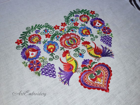 Moravian-slovakian Heart - Machine Embroidery Design in Three
