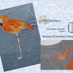 Flamingo Machine Embroidery Designs Set in two sizes for different hoop
