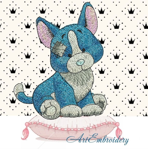 Corgi - Dog Machine Embroidery Design, Old toy series, 2 sizes, hoop 4x4, 5x5" (digital file)Hoops)