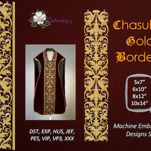 Chasuble Gold Border 1 Machine Embroidery Designs Set 1 includes endless border design in two sizes with and without edge