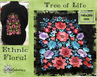 Ethnic Floral Tree of Life  - Machine Embroidery Designs Set based on the Hungarian and Ukrainian Folk Embroideries for Dress or Rushnyk