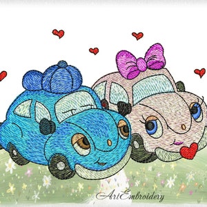 Love Cars - Machine Embroidery Transport Design for a Babies and Children of a series &quot;Old Toy&quot; in two sizes for hoop 4x4&quot; and 5x7 &quot;