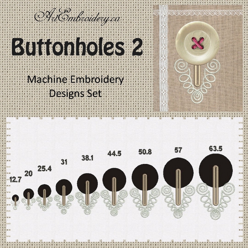 Buttonholes Set 2 Machine Embroidery Designs Set Etsy Canada