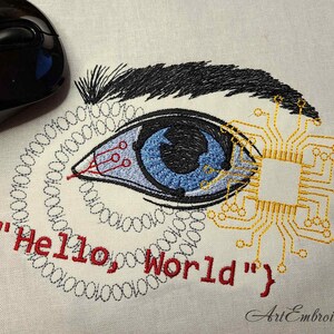 Computerprogrammeur Eye Machine borduurwerk ontwerpen (5 x 7, 6 x 8) (digitale download) afbeelding 2