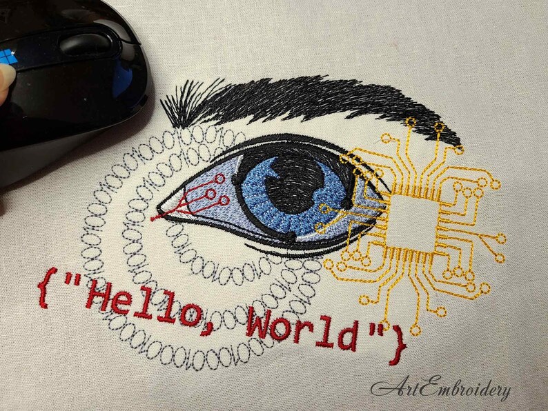 Computerprogrammeur Eye Machine borduurwerk ontwerpen (5 x 7, 6 x 8) (digitale download) afbeelding 2