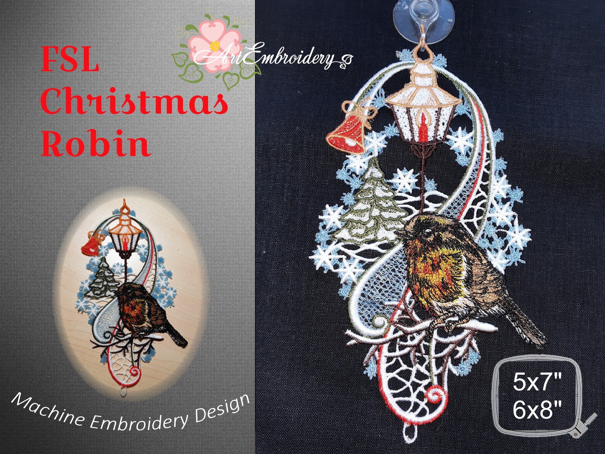 FSL Christmas Robin Machine Embroidery Freestanding Lace Etsy Australia