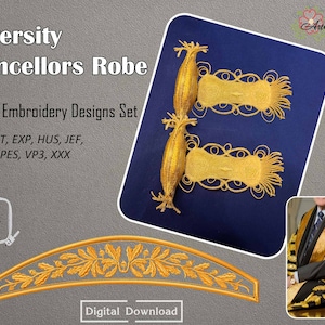 University Chancellor&#39;s Robe - Machine Embroidery 20 Century Costume Elements Designs Set for hoop 6x8&quot;
