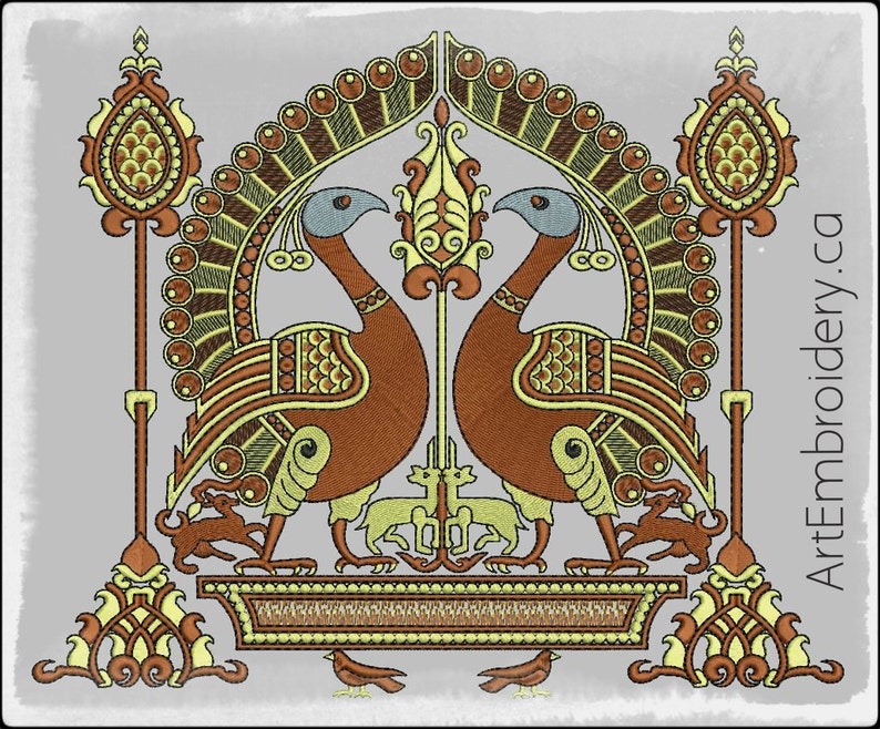 Peacock 12 century historical embroidery designs set for  etsy Peacock 12 century historical embroidery designs set for  etsy