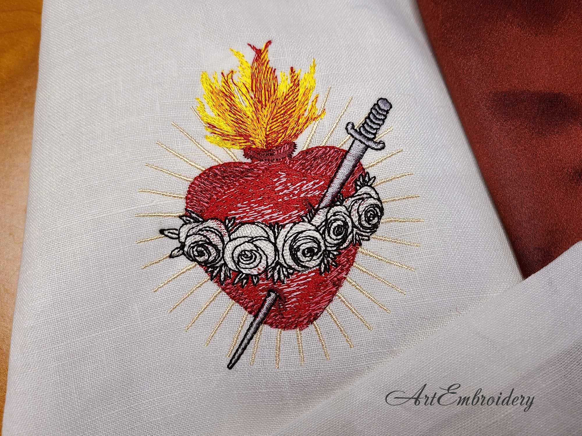 Immaculate Heart of Mary - Machine Embroidery Christian Design, 3