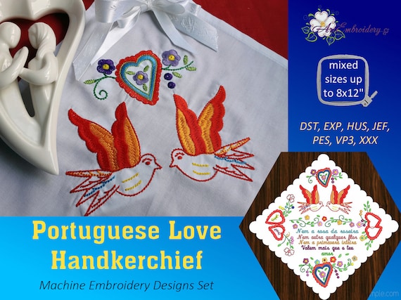 Portuguese Love Handkerchief - Machine Embroidery Designs Set - Etsy