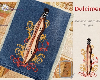 Dulcimer machineborduurontwerp in 4 maten