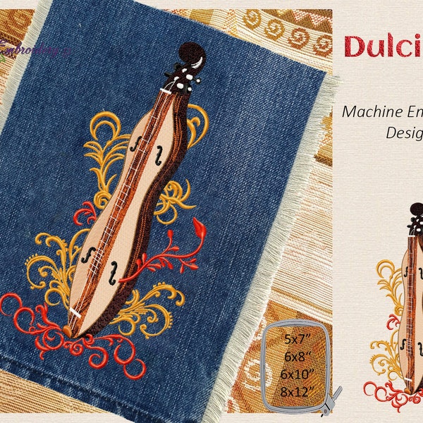 Dulcimer   Machine Embroidery Design in 4 sizes