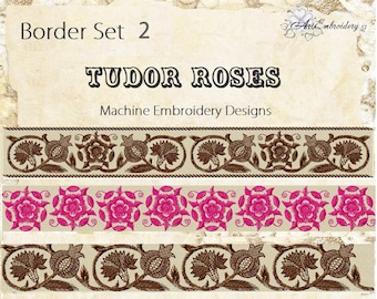 Tudor Roses Borders Set 2 - Machine Embroidery Designs