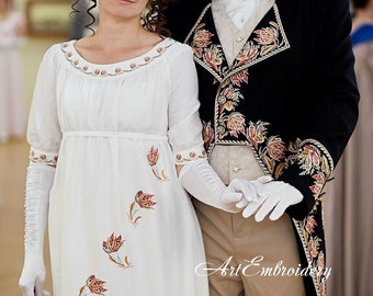 18th Century Pink Floral Dress: Machine Embroidery Designs (8x12"+ Hoop)