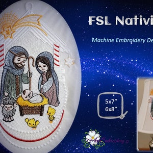 FSL Nativity Machine Embroidery Design: Freestanding Lace (5x7, 6x8&quot; Hoops)
