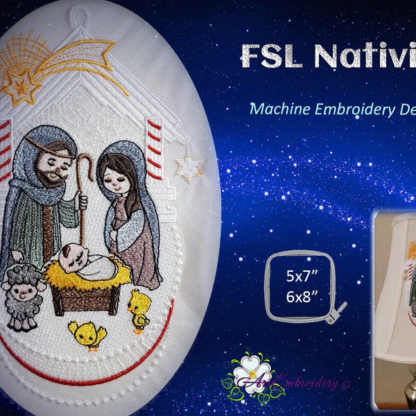Motif de broderie Machine de la Nativité FSL : dentelle autoportante (créoles 5 x 7, 6 x 8 po.)