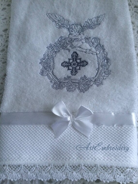 バラの天使のモノグラムフレーム - 機械刺繍デザイン（枠のサイズ：5x7