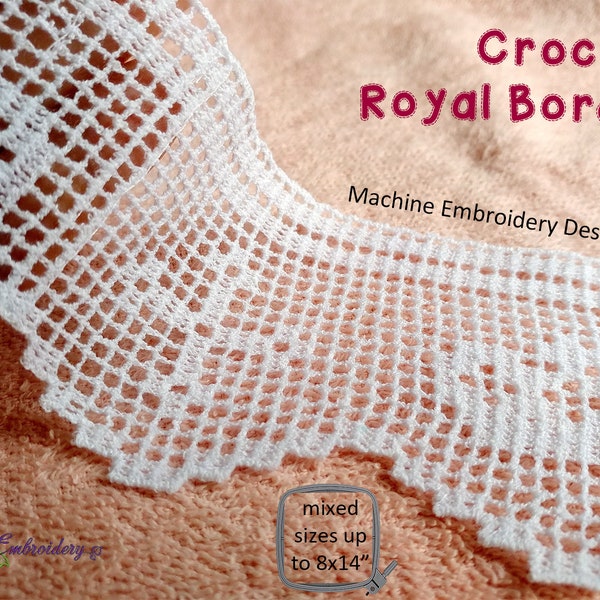 FSL Crochet Royal Border - Machine Embroidery Christian lace design, 5x7 to 8x14" Hoops (Digital)